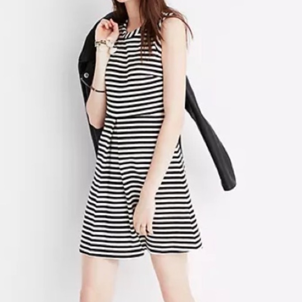 Madewell Afternoon Black and Cream Striped Dress Size Small